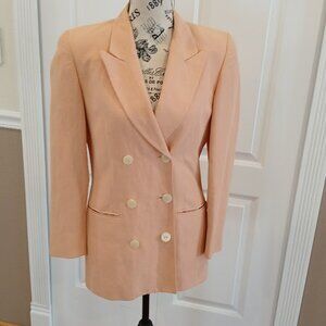 Liz Claiborne Women's Beige Double Breasted Blazer Jacket